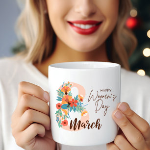 Fleurs colorées 8 mars Joyeuse Mug de la Fête des 