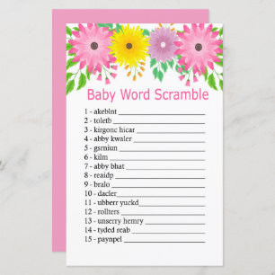 Fleurs colorées Baby mot scramble jeu