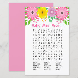 Fleurs colorées Baby shower Mot de recherche Jeu