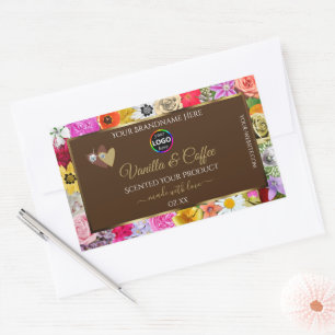 Fleurs colorées Brown Produit Étiquettes Coeurs Lo