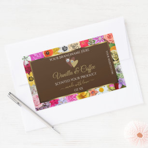 Fleurs colorées Cadre produit Brown Étiquettes Coe