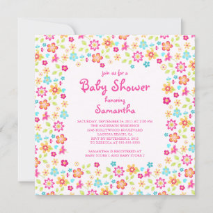Fleurs colorées Dainty Baby Shower Invitations