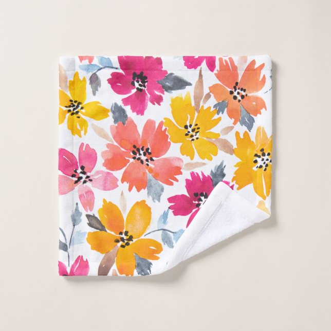 Fleurs colorées d'aquarelle florale (Gant de toilette)