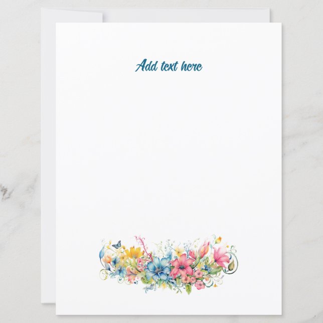 Fleurs colorées et texte Modèle. (Devant)