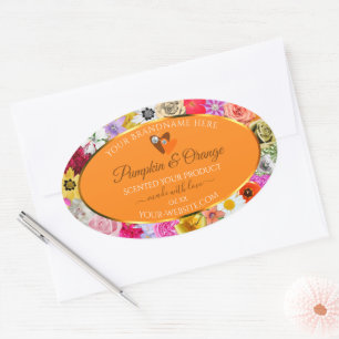 Fleurs colorées Étiquettes de produits orange avec