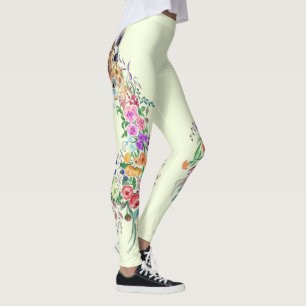 Fleurs colorées Giraffe Leggings Printemps Design