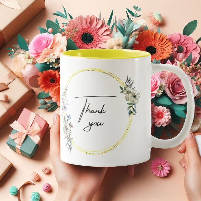 Fleurs colorées illustrées Merci Mug (Créateur téléchargé)