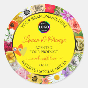 Fleurs colorées Jaune Produit Coeurs Étiquette Log