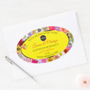 Fleurs colorées Jaune Produit Coeurs Étiquette Log
