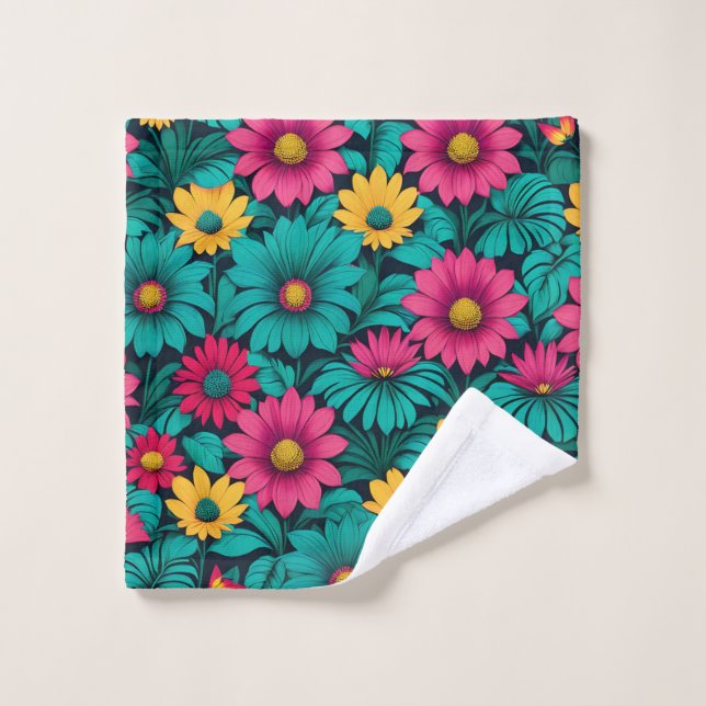 Fleurs colorées motif (Gant de toilette)