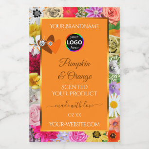 Fleurs colorées Orange Produits Étiquettes Coeurs 