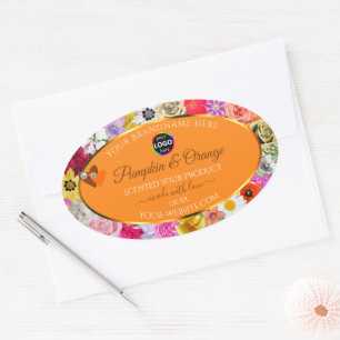 Fleurs colorées Orange Produits Étiquettes Coeurs 