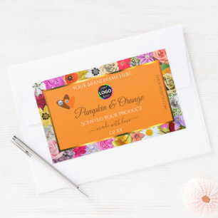 Fleurs colorées Orange Produits Étiquettes Coeurs 