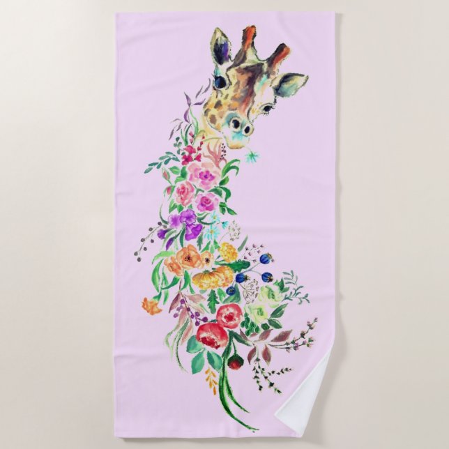 Fleurs colorées Serviette de plage Giraffe - Vos C (Devant)