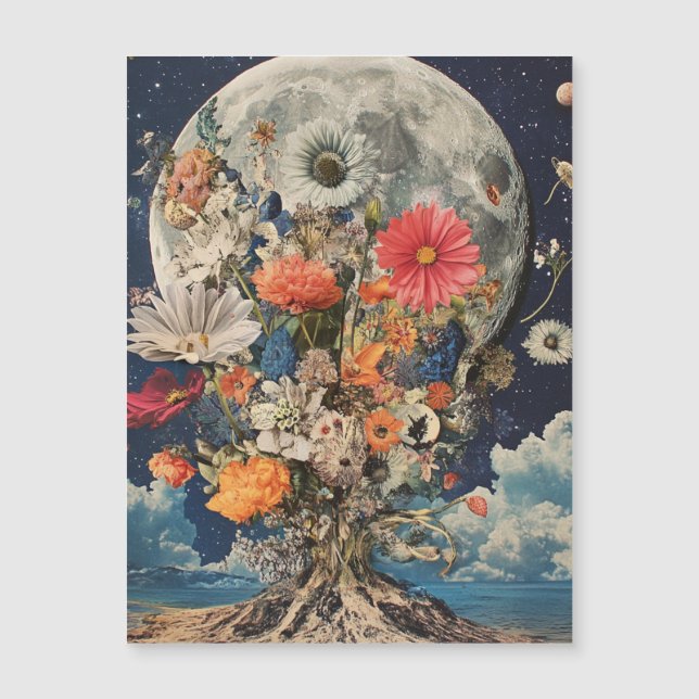Fleurs colorées sous Pleine lune (Devant)