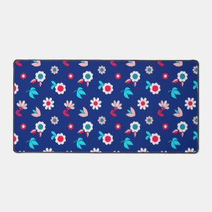 Fleurs Colorées sur Fond Bleu Foncé