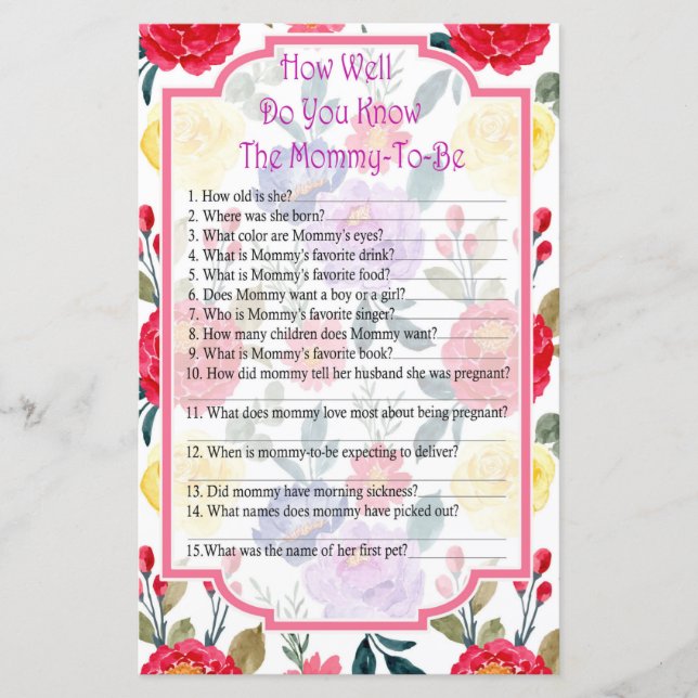 Fleurs Comme vous connaissez bien le jeu de baby s (Devant)