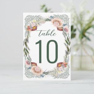 Fleurs croisées Boho Green Blanc Numéro de table