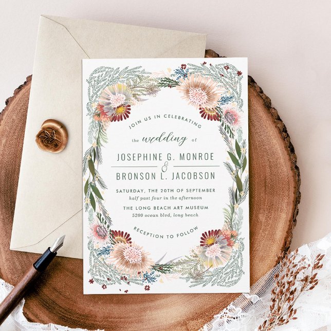 Fleurs croisées Faire-part de mariage blanche uniq (Créateur téléchargé)