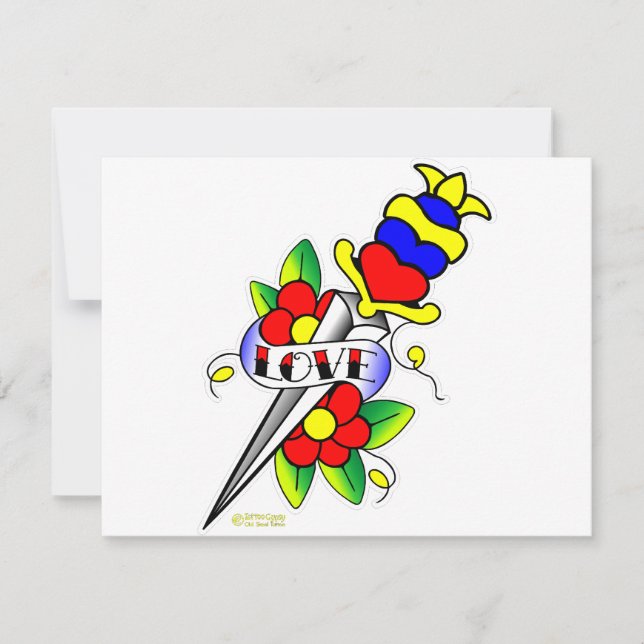 Fleurs Dagger et tatouage d'amour (Devant)