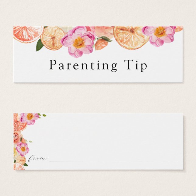Fleurs d'agrumes roses Carte de conseil parental (Devant & derrière)