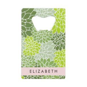 Fleurs Dahlia Vertes, Motif Floral, Votre Nom