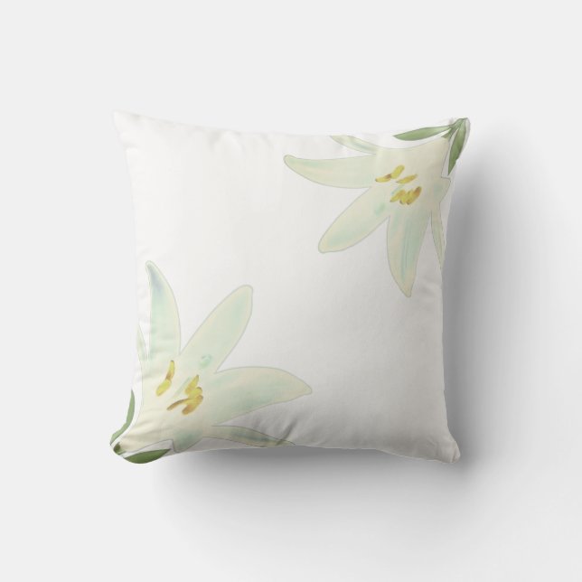 Fleurs d'Amaryllis sur un Coussin de Jeté Blanc (Recto)