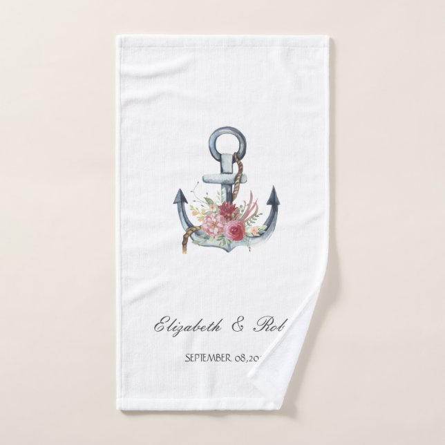 Fleurs d'ancre à l'aquarelle Nautique (Serviette à main)