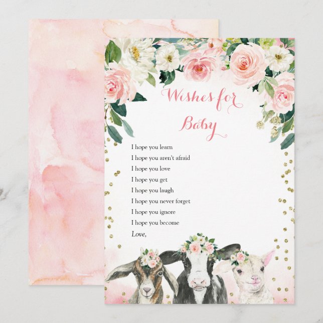 Fleurs d'animaux de ferme désirés pour la carte bé (Devant / Derrière)