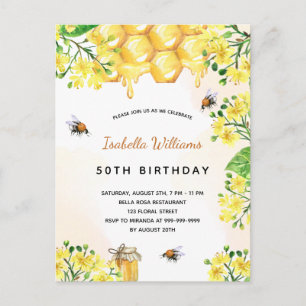 Fleurs d'anniversaire jaune élégante invitation ét