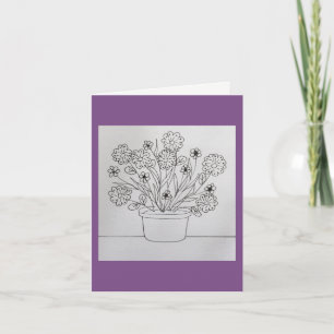 Fleurs dans la carte de livre de coloriage Planter