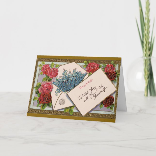 Fleurs dans le courrier - Carte d'anniversaire (Devant)