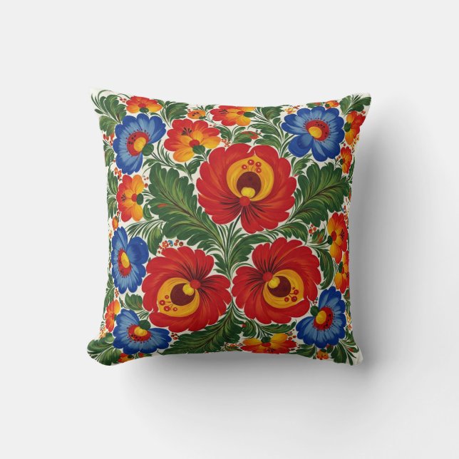 Fleurs dans le Coussin ukrainien de style Petrykiv (Recto)