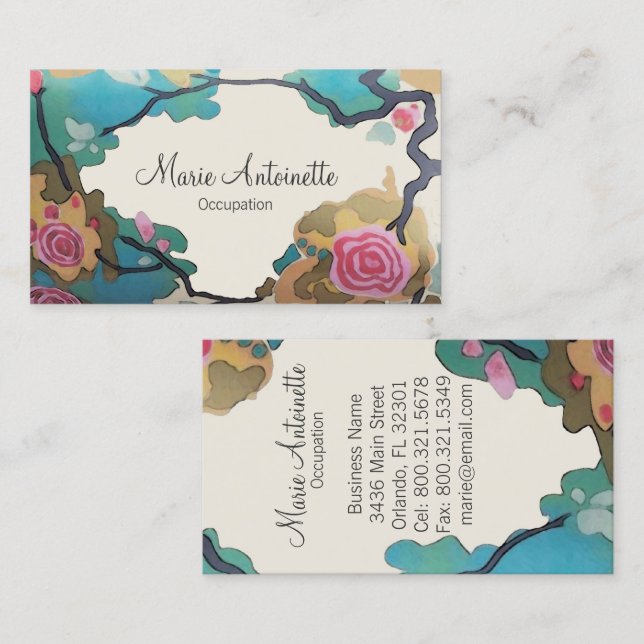 Fleurs dans les aquarelles - cartes de visite (Devant / Derrière)