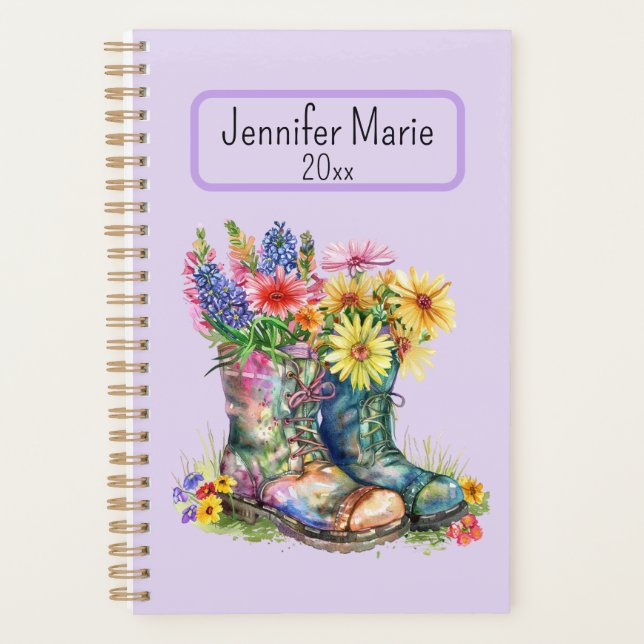 Fleurs dans les bottes Personnalisez avec le nom,  (Devant)