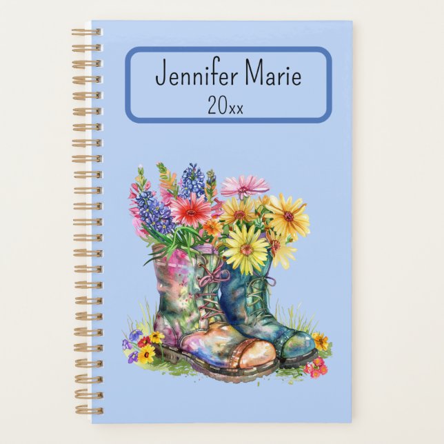 Fleurs dans les bottes Personnalisez avec le nom,  (Devant)