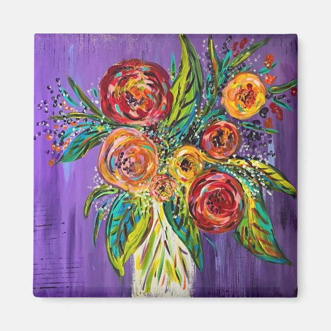 Fleurs dans un vase aimant (Devant)