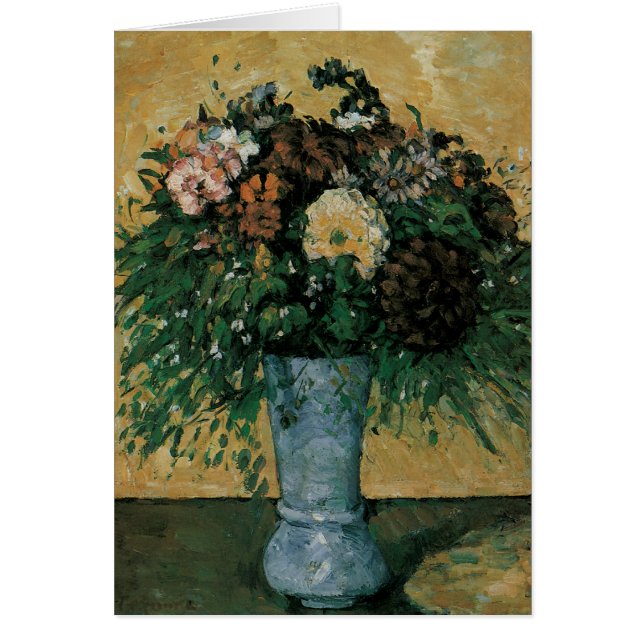 Fleurs dans un vase bleu par Paul Cezanne Art vint (Devant)