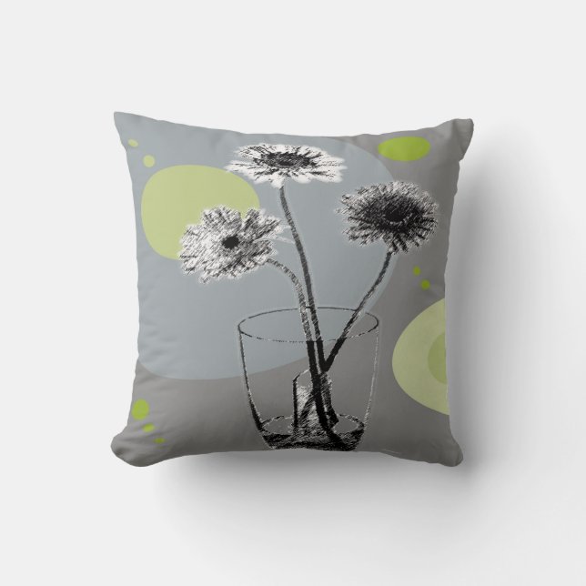 Fleurs dans un verre d'eau – Coussin décoratif Pop (Recto)