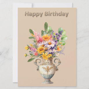 Fleurs dans Vase Carte Plat Anniversaire