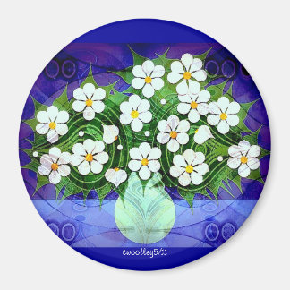 Fleurs Dans Vase Verte Au Magnet De Minuit