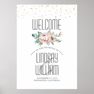 Fleurs d'aquarelle Affiche de bienvenue Mariage mo