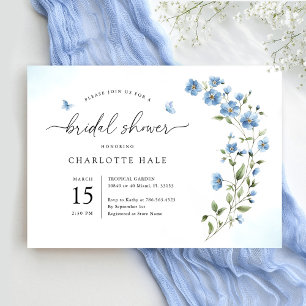 Fleurs d'aquarelle bleu Invitation de douche nupti