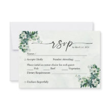 Fleurs d'aquarelle bleu vert personnalisable RSVP