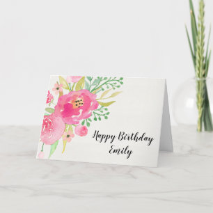 Fleurs d'aquarelle - Carte d'anniversaire personna