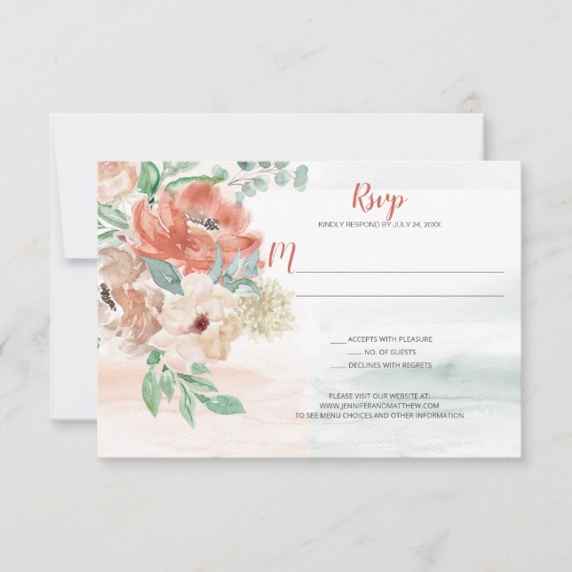 Fleurs d'aquarelle d'abricot en fleurs RSVP (Devant)