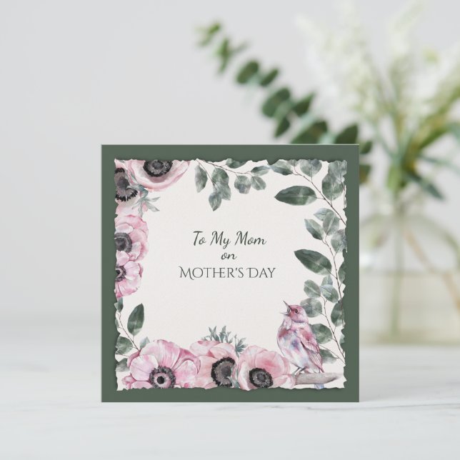 Fleurs d'aquarelle de la Fête des Mères et oiseaux (Debout devant)