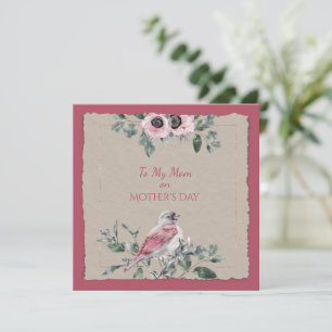 Fleurs d'aquarelle de la Fête des Mères et oiseaux