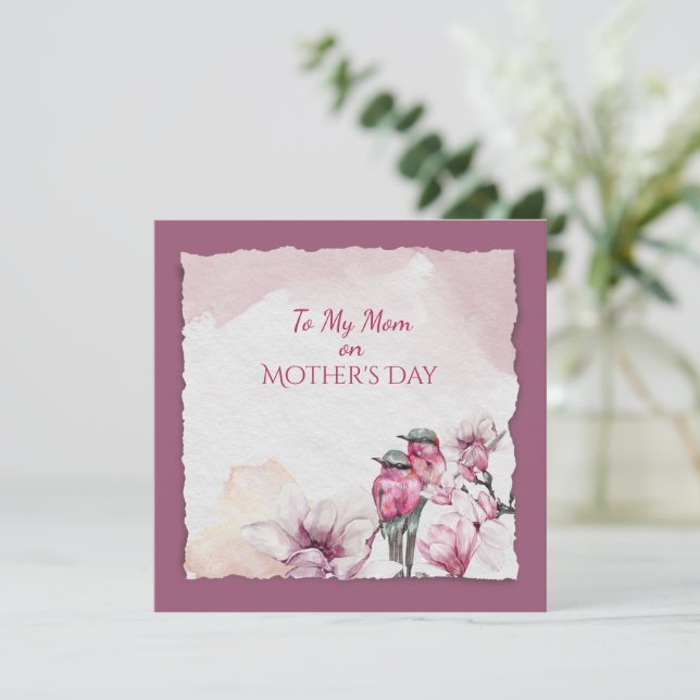 Fleurs d'aquarelle de la Fête des Mères et oiseaux (Debout devant)