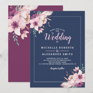Fleurs d'aquarelle Faire-part de mariage Floral Na